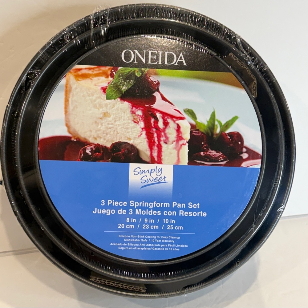 🆕 Oneida Simply Sweet 3-Piece Springform Pan Set ~Non-Stick Bakeware Perfection